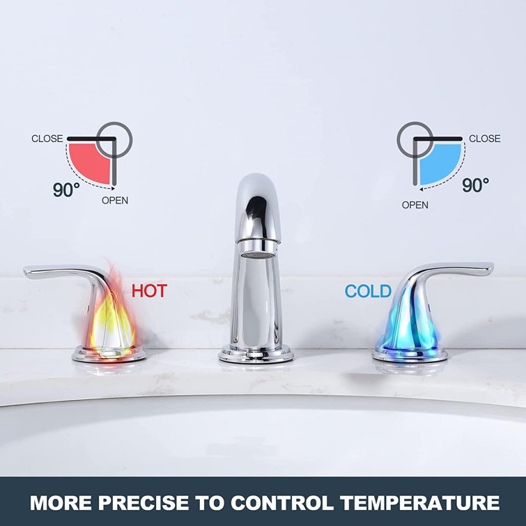 Polished Chrome 8-Inch Widespread Double Handle Bathroom Faucet