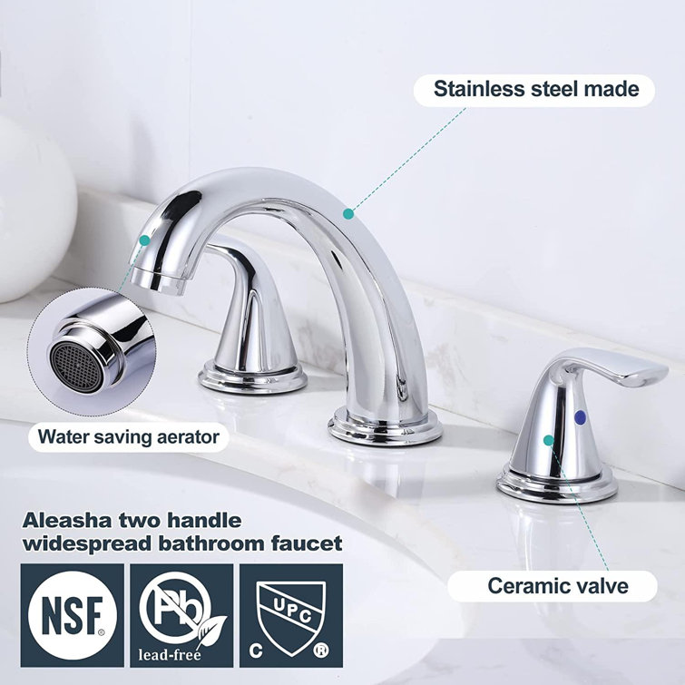 Polished Chrome 8-Inch Widespread Double Handle Bathroom Faucet