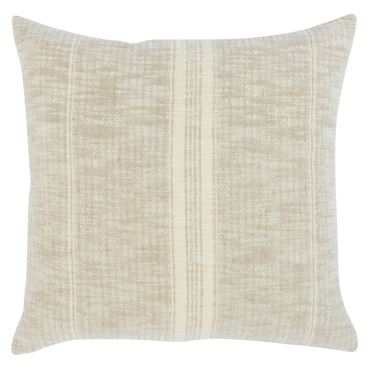 Tia Natural Ivory Woven Stripe 22" Square Throw Pillow