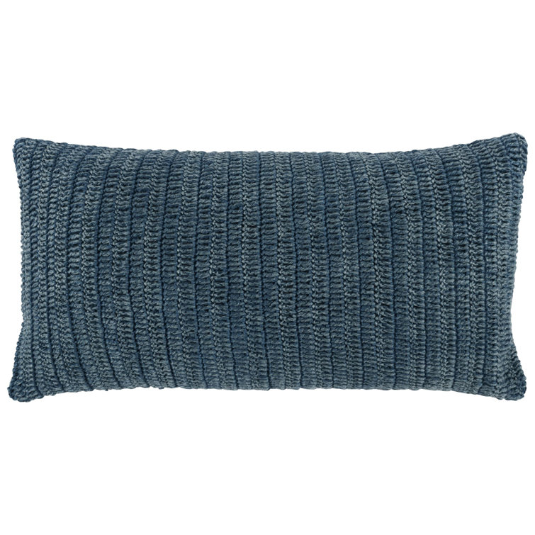 Nakeya Blue Linen Lumbar Throw Pillow