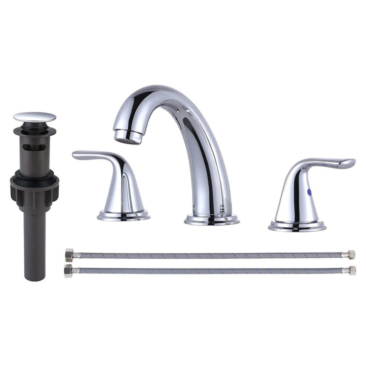 Polished Chrome 8-Inch Widespread Double Handle Bathroom Faucet