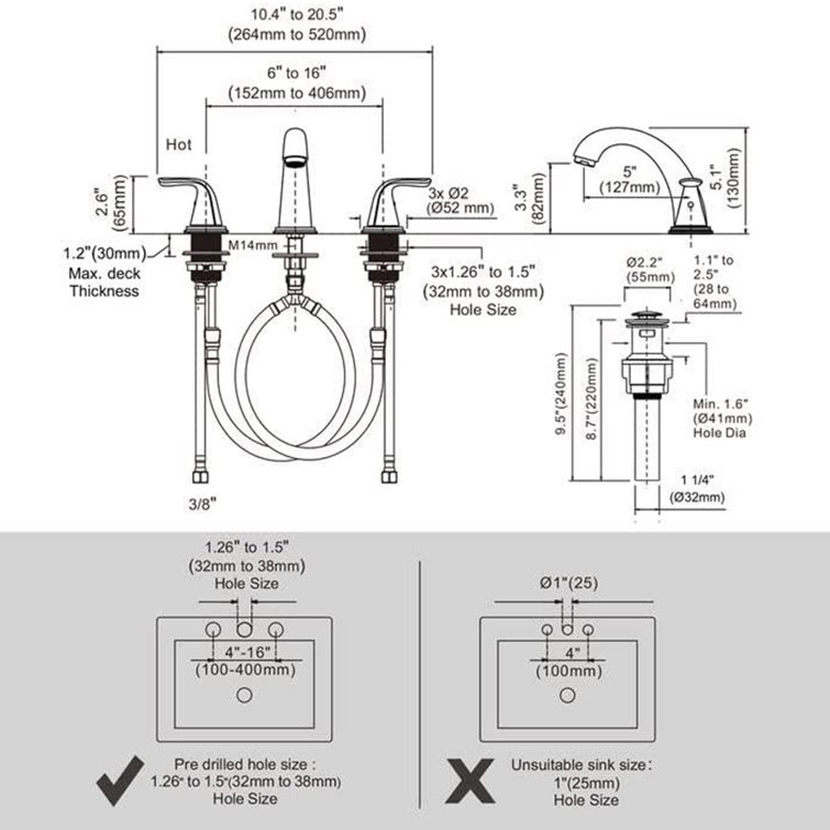 Polished Chrome 8-Inch Widespread Double Handle Bathroom Faucet