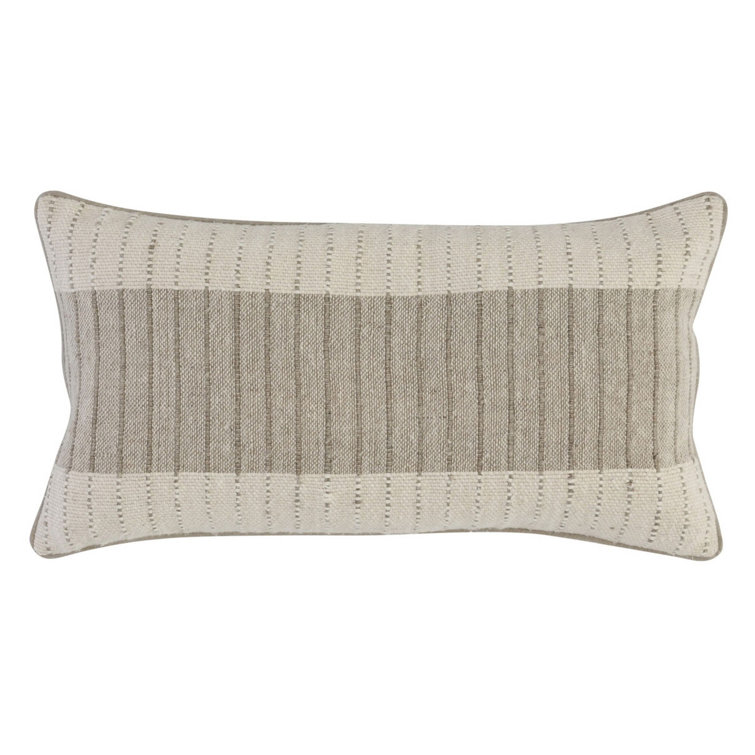 Kamia Beige Linen Lumbar Throw Pillow