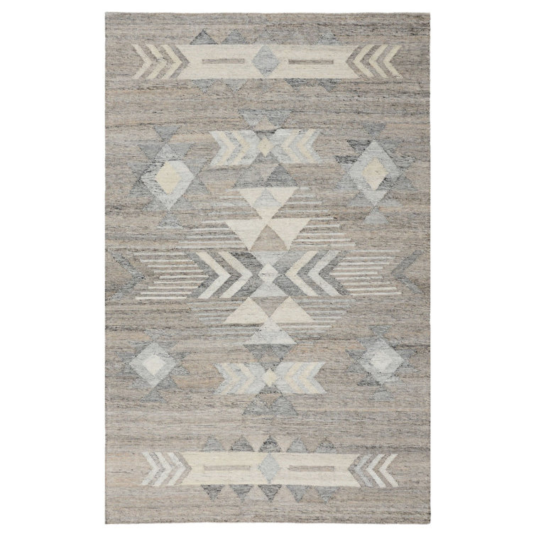 Gray and Beige Handwoven Synthetic 9' x 12' Area Rug