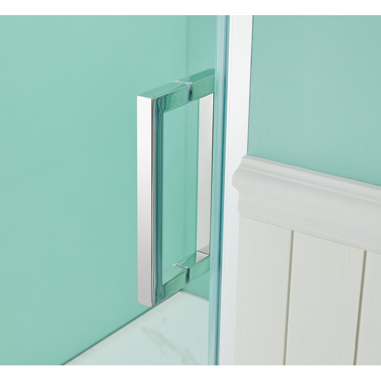 36'' W x 72'' H Clear Glass Pivot Shower Door with Chrome Frame
