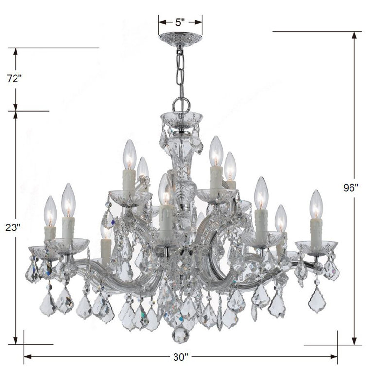 Polished Chrome and Crystal 12-Light Candle Chandelier