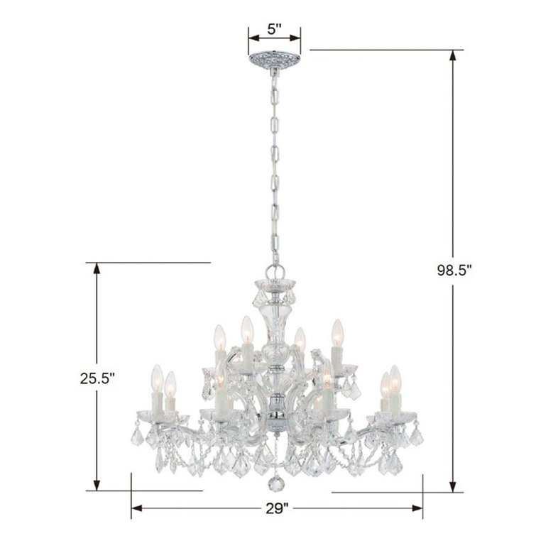 Gold and Clear Italian Crystal 12-Light Candle Chandelier