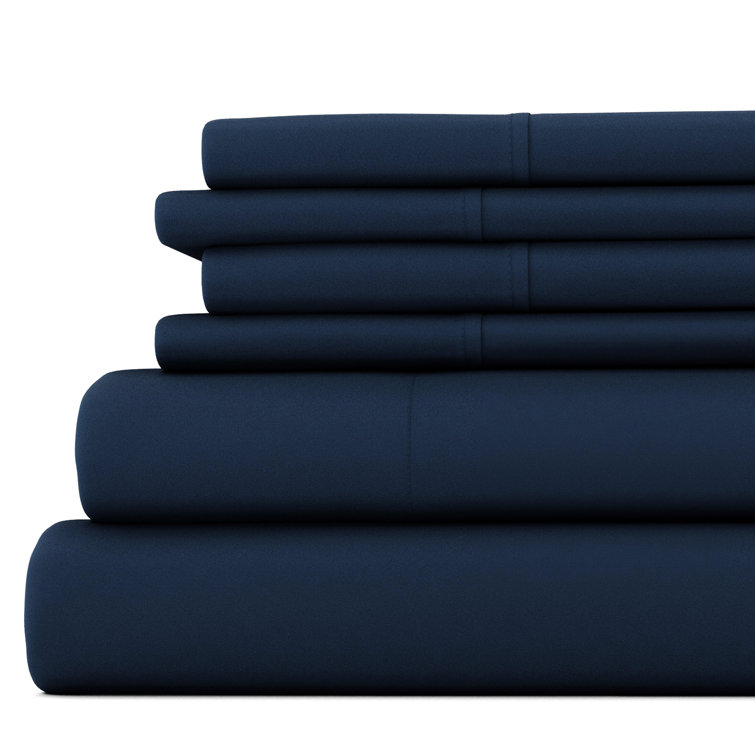 Navy Deep Pocket Full Size Microfiber Bed Sheet Set