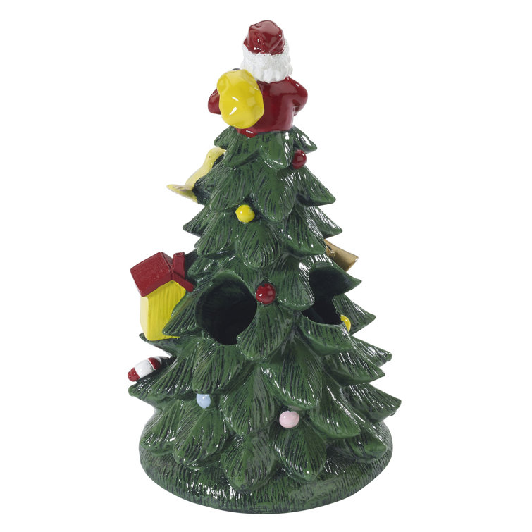 Hand-Painted Resin Christmas Tree Toothbrush Holder with Santa