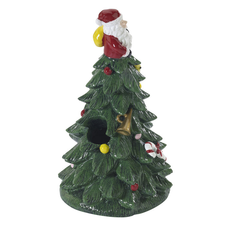 Hand-Painted Resin Christmas Tree Toothbrush Holder with Santa