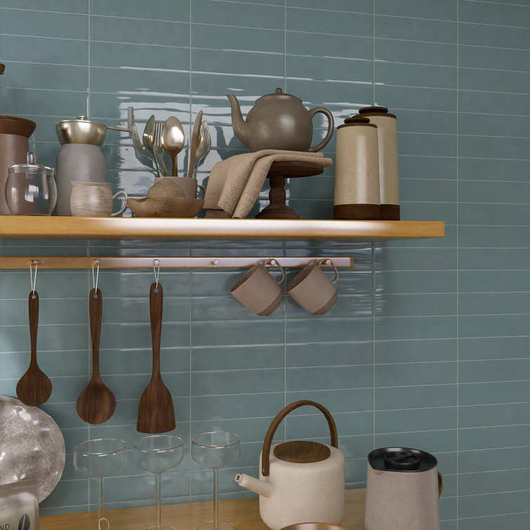 Acqua Blue Glossy Ceramic Subway Wall Tile 3x12
