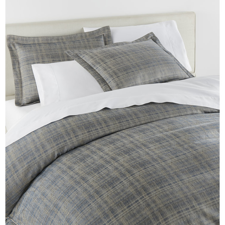 Biagio Jacquard Queen-Size Cotton Duvet Cover in Elegant Blue