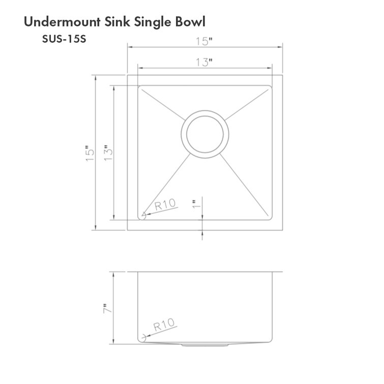 DuraSnow 15" Stainless Steel Undermount Single Bowl Kitchen Sink