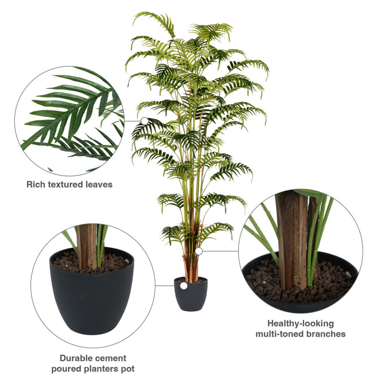 Elegant 70" Lifelike Potted Fern Floor Plant in Sleek Black Planter
