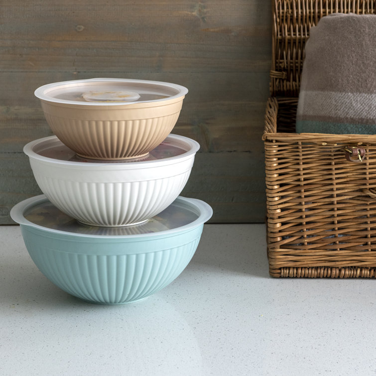 Earth-Tone Melamine 6-Piece Covered Bowl Set