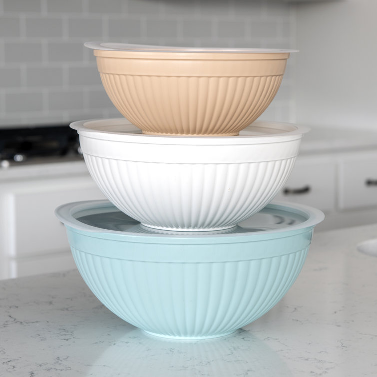 Earth-Tone Melamine 6-Piece Covered Bowl Set