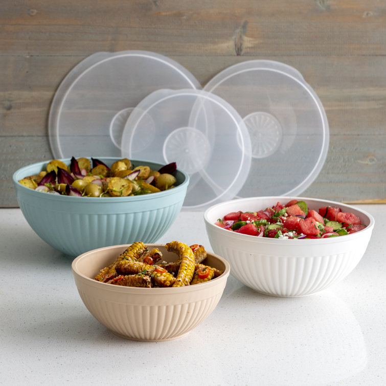 Earth-Tone Melamine 6-Piece Covered Bowl Set