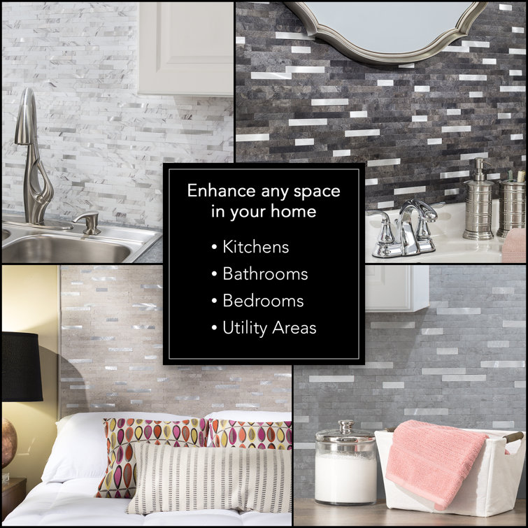 Ocean Corridor Gray and Blue Vinyl Peel and Stick Mosaic Tile Kit