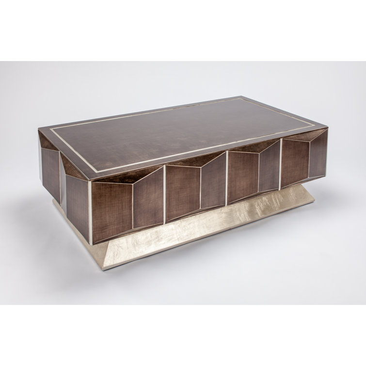 Bronze Rectangular Manufactured Wood Coffee Table with Silver Trim