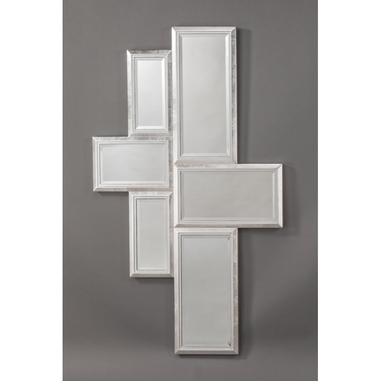 Silver Rectangular Wood Multi-Panel Wall Mirror