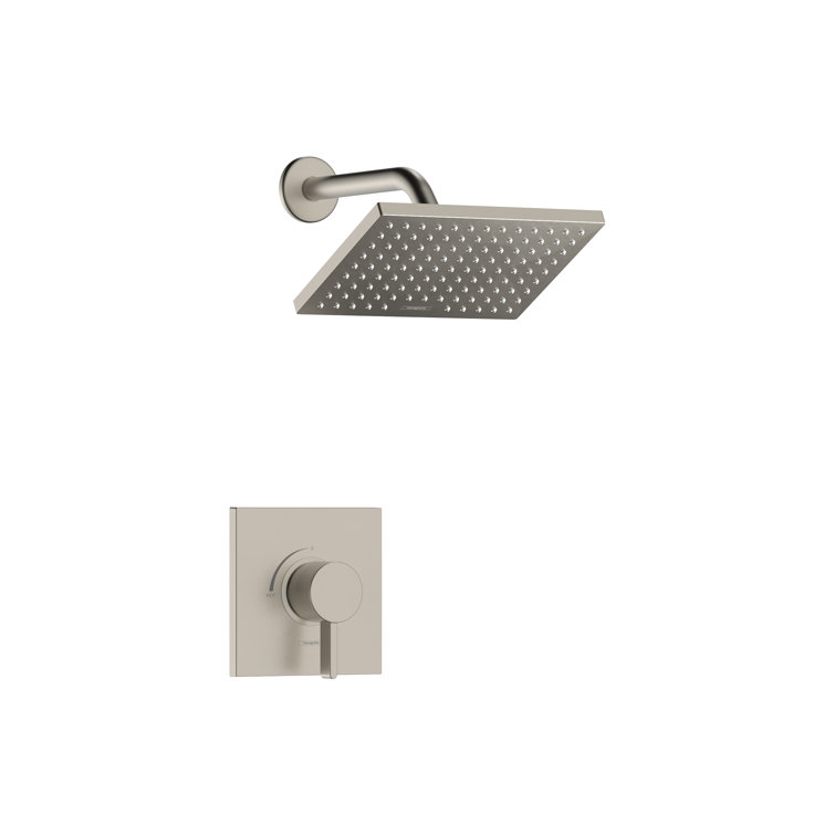 Rain Square Brushed Nickel Wall Mounted Shower Set
