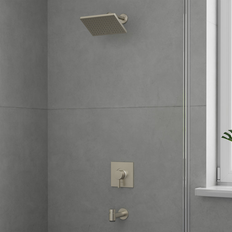 Nickel Square Wall Mounted Rain Shower Set