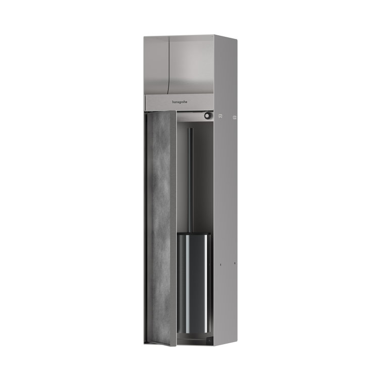 Brushed Stainless Steel Recessed Toilet Brush and Paper Holder