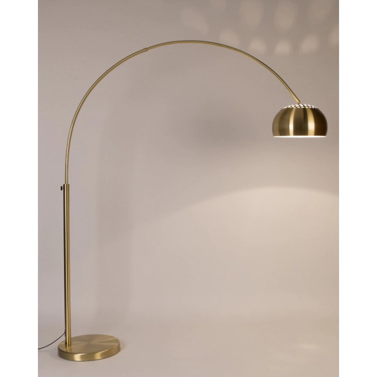 Adjustable Arc Floor Lamp in Yellow and Gold Metal