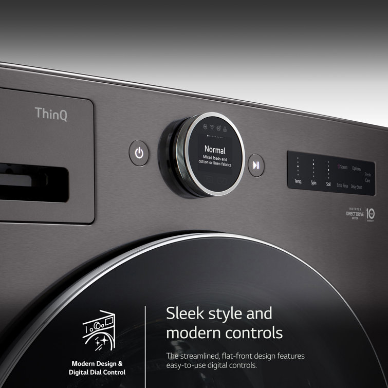 LG 5.0 cu. ft. Black Steel Smart Front Load Washer with Steam Setting