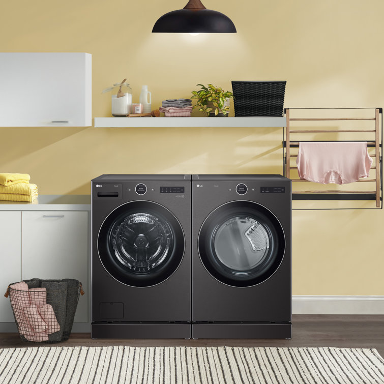 LG 5.0 cu. ft. Black Steel Smart Front Load Washer with Steam Setting