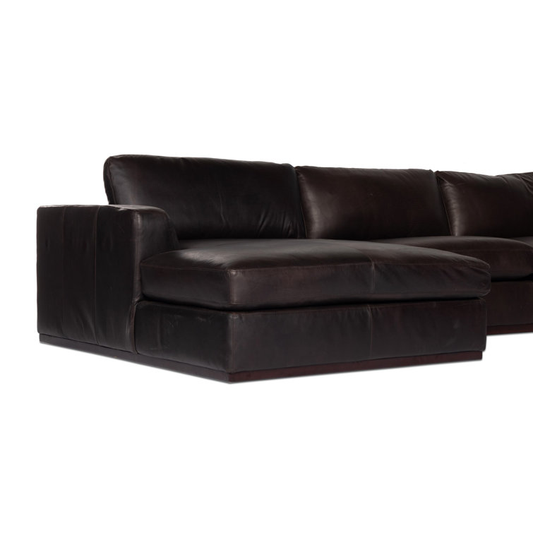 Colt Dark Brown Leather 4-Piece Chaise Sectional