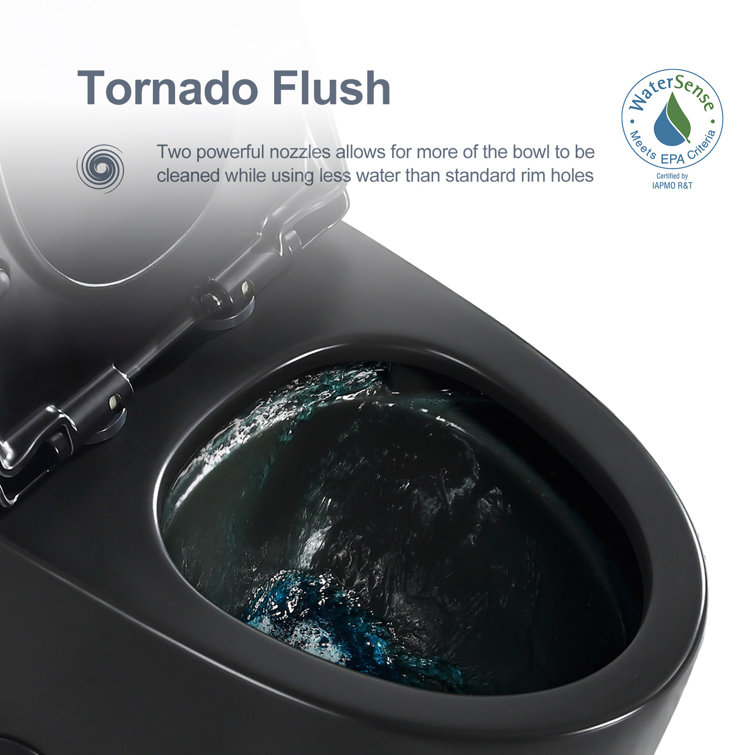 Matte Black Elongated Dual Flush High Efficiency Toilet