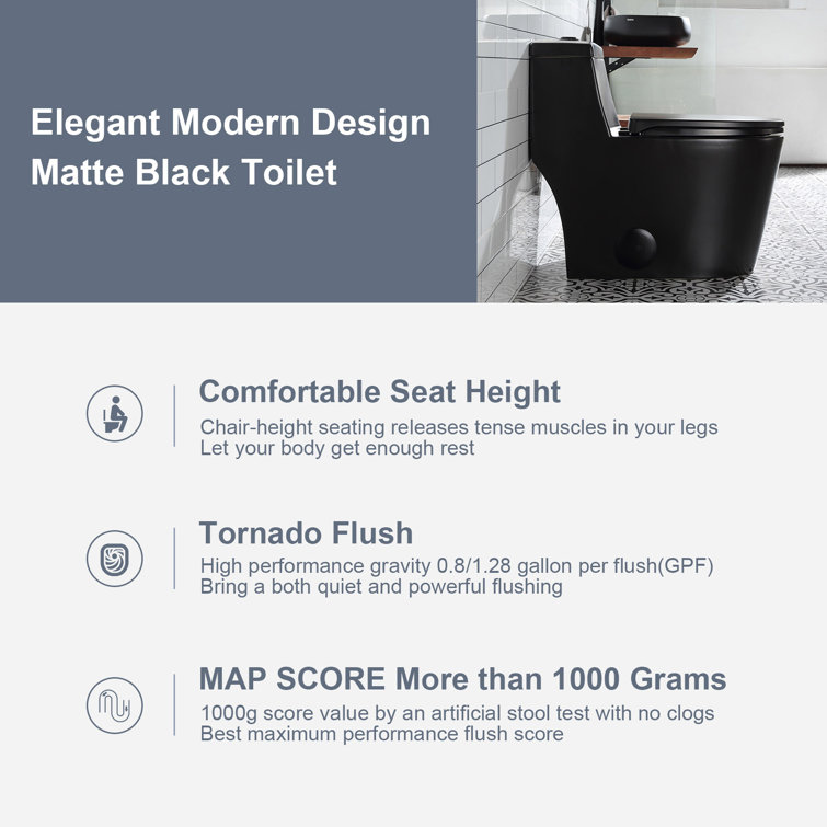 Matte Black Elongated Dual Flush High Efficiency Toilet