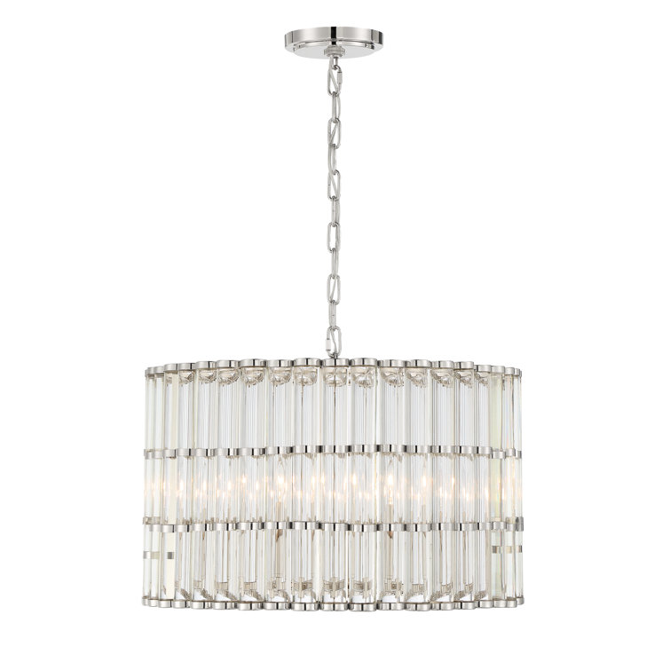 Elliot Polished Nickel 6-Light Chandelier with Clear Glass Beads