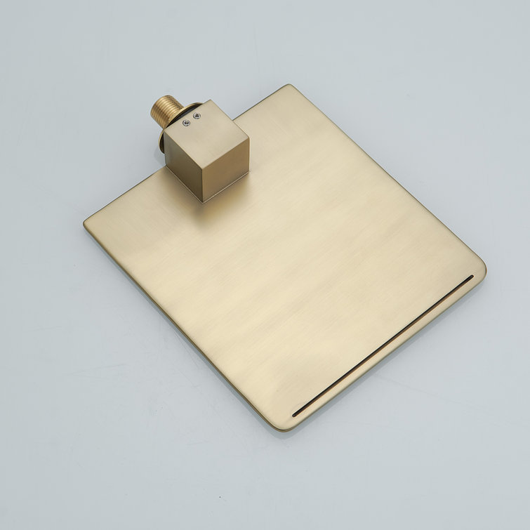 Brushed Gold Wall-Mount Waterfall Bathtub Faucet with Lever Handle