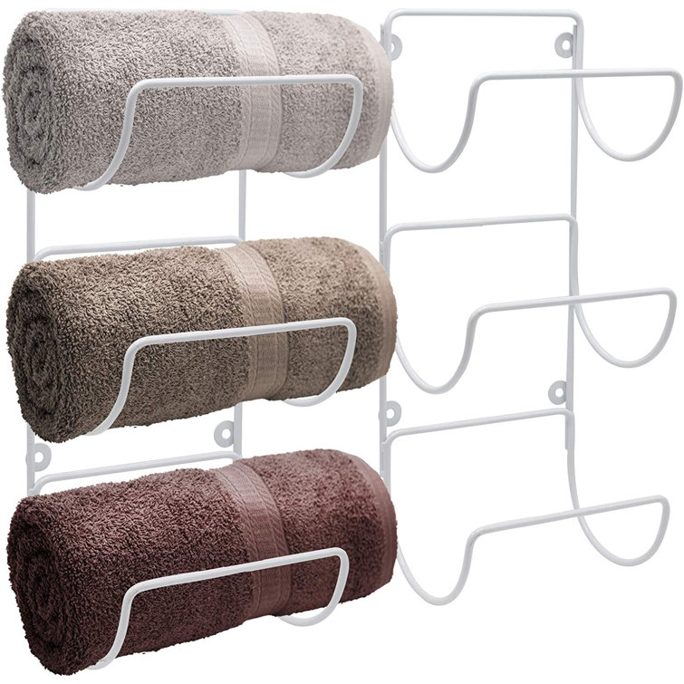 Matte White Wall Mounted Iron Towel Rack Set of 2