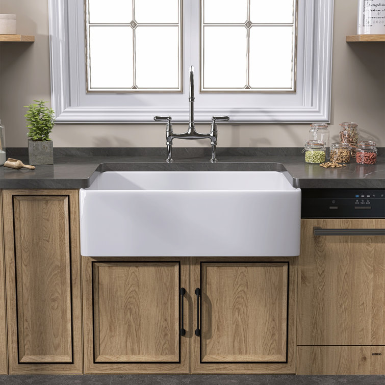 White Fireclay Farmhouse Apron Front Kitchen Sink
