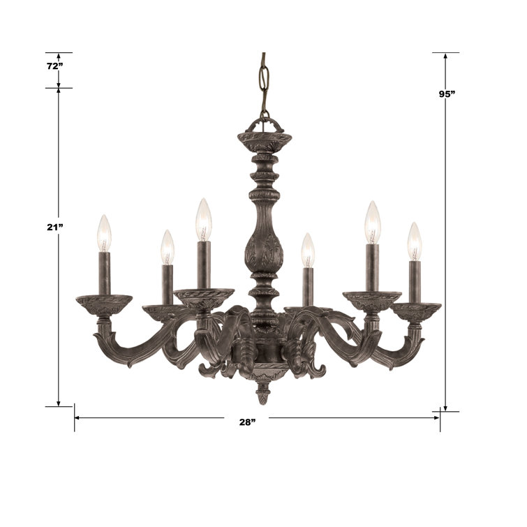 Venetian Bronze 6-Light Candle Chandelier with Crystal Accents