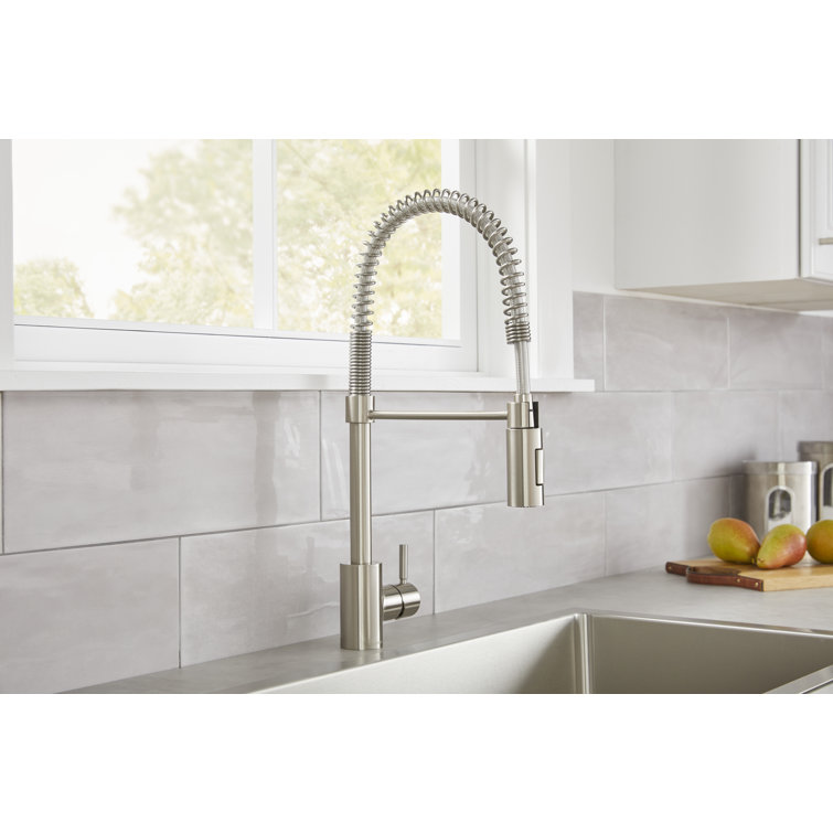 Stainless Steel Single Handle Pre-Rinse Kitchen Faucet with Pull-out Spray