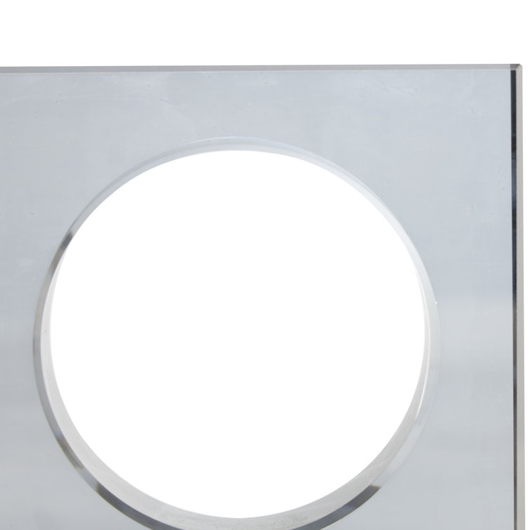 Clear Glass Geometric Non-Skid Bookends with Circle Cut Outs
