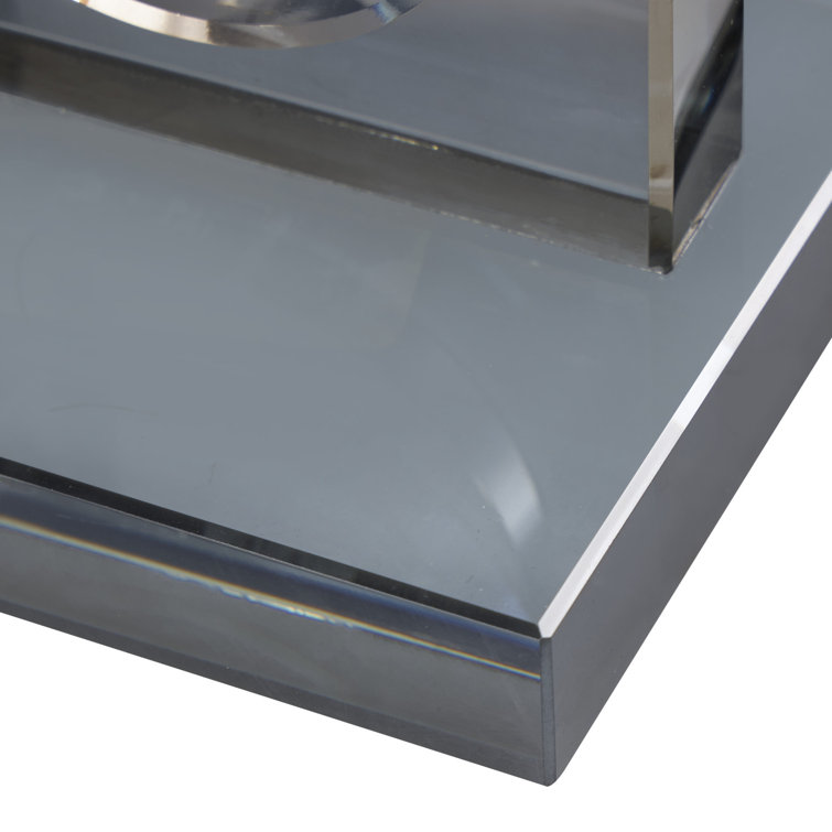 Clear Glass Geometric Non-Skid Bookends with Circle Cut Outs