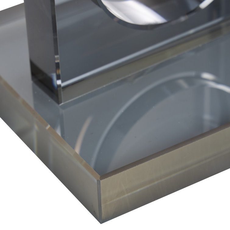 Clear Glass Geometric Non-Skid Bookends with Circle Cut Outs
