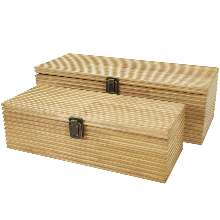Handmade Natural Wood Lidded Storage Box Set
