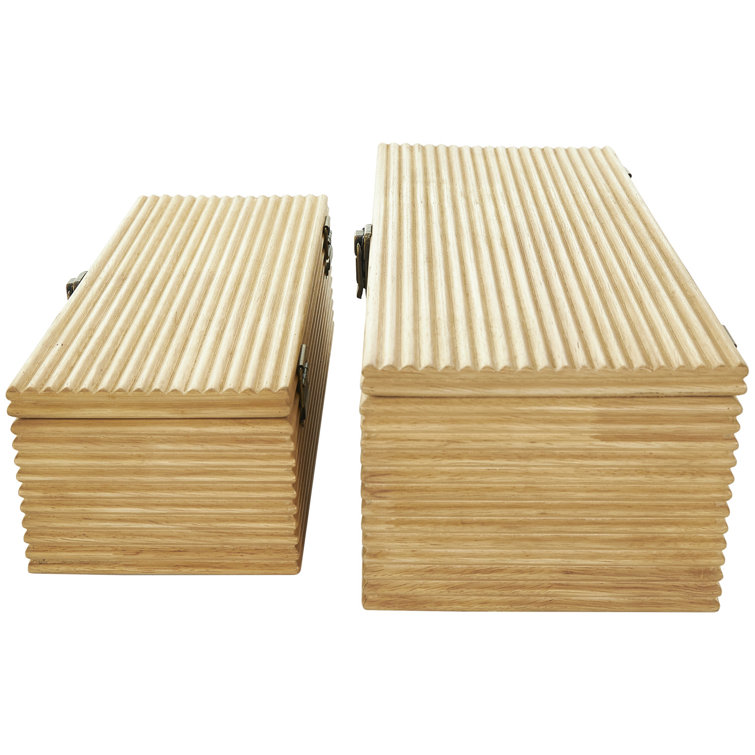 Handmade Natural Wood Lidded Storage Box Set