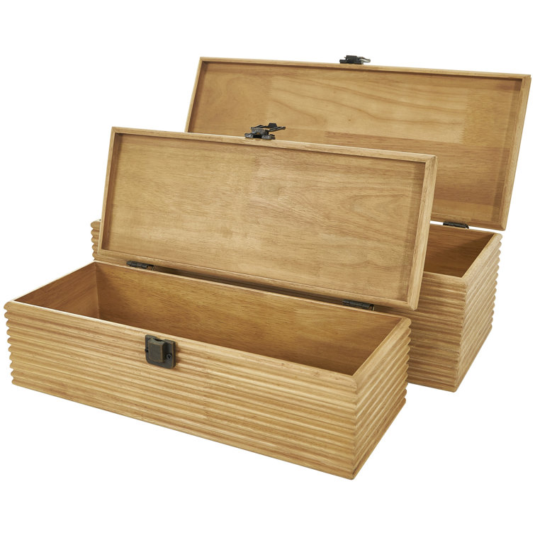 Handmade Natural Wood Lidded Storage Box Set