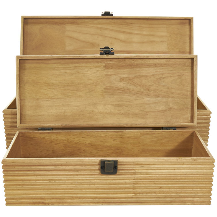 Handmade Natural Wood Lidded Storage Box Set