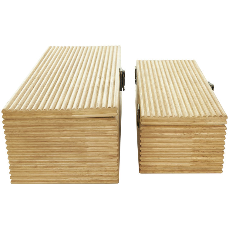 Handmade Natural Wood Lidded Storage Box Set