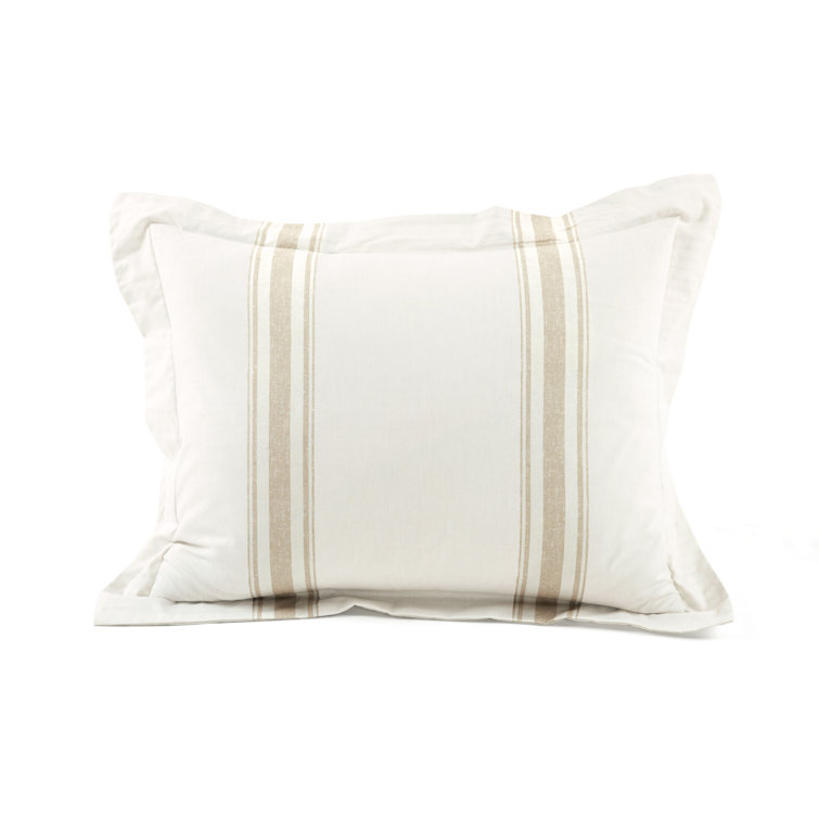 Neutral Twin XL Cotton Farmhouse Stripe Duvet Cover Set
