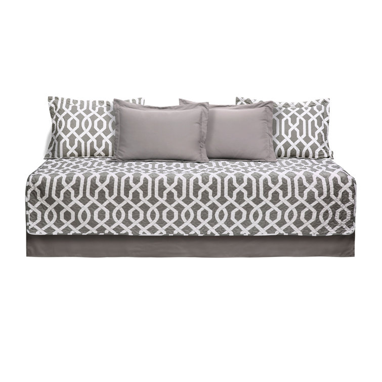 Gray and White Trellis 6-Piece Daybed Cover Set