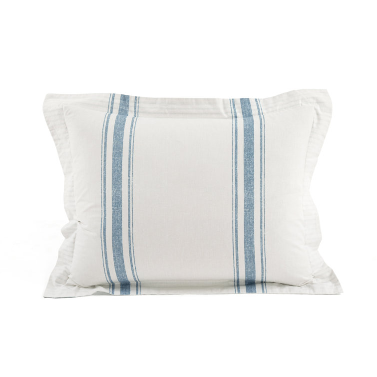 Blue and White Cotton Twin XL Reversible Duvet Cover Set